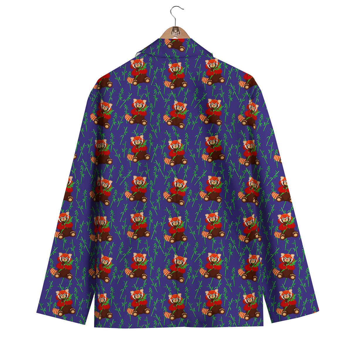 Cute Red Raccoon And Bamboo Print Pattern Men's Blazer-grizzshop