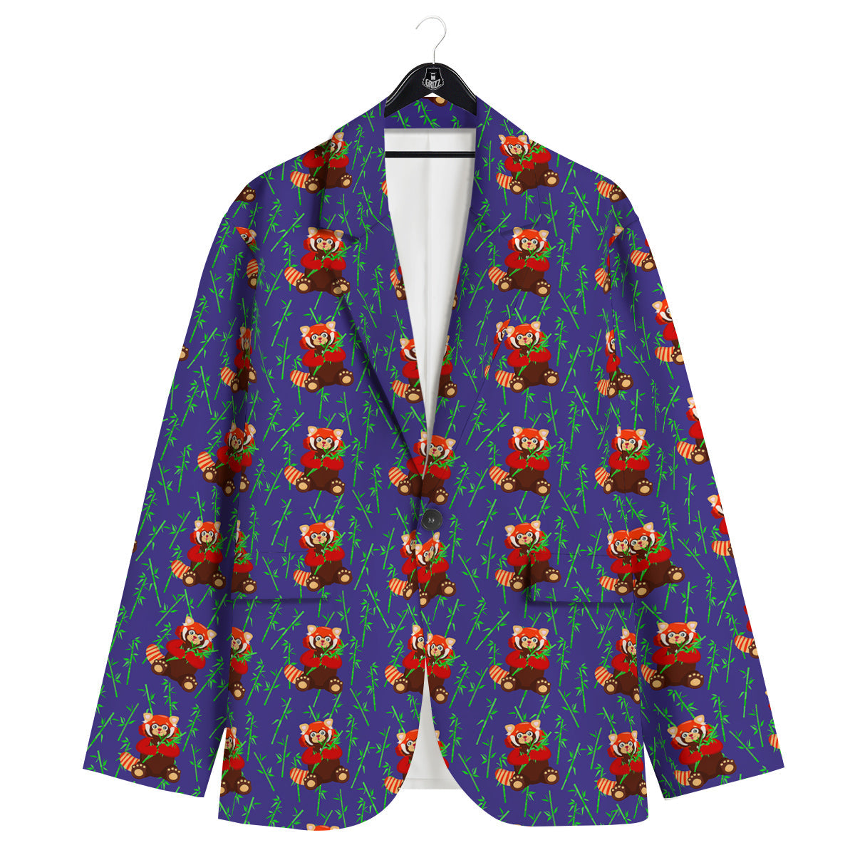 Cute Red Raccoon And Bamboo Print Pattern Men's Sport Coat-grizzshop