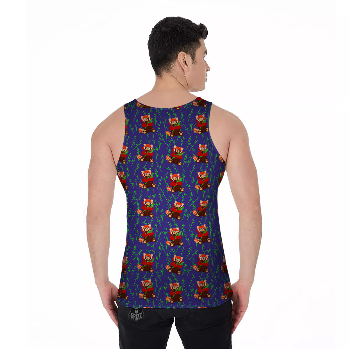 Cute Red Raccoon And Bamboo Print Pattern Men's Tank Top-grizzshop