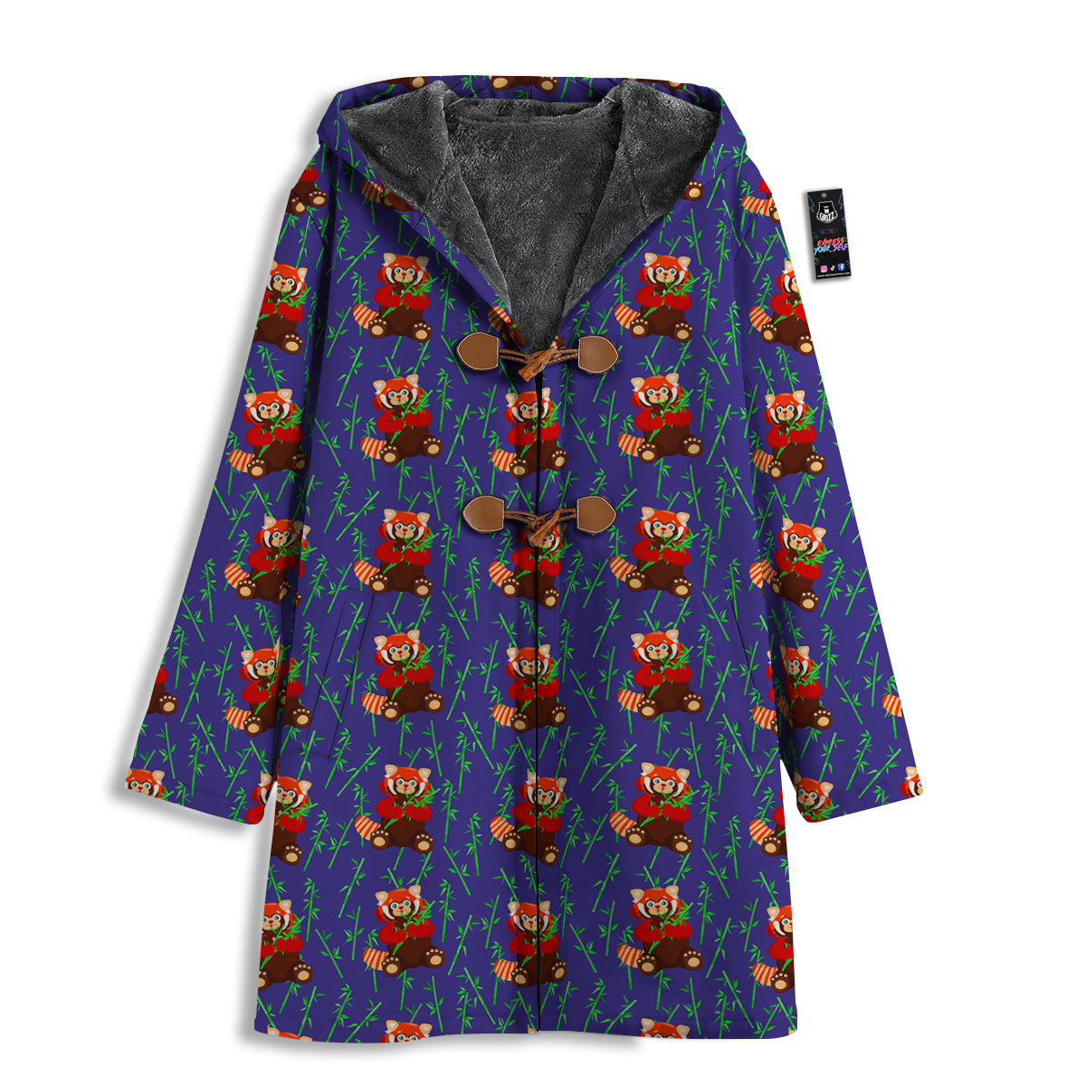 Cute Red Raccoon And Bamboo Print Pattern Men's Windbreaker Jacket-grizzshop