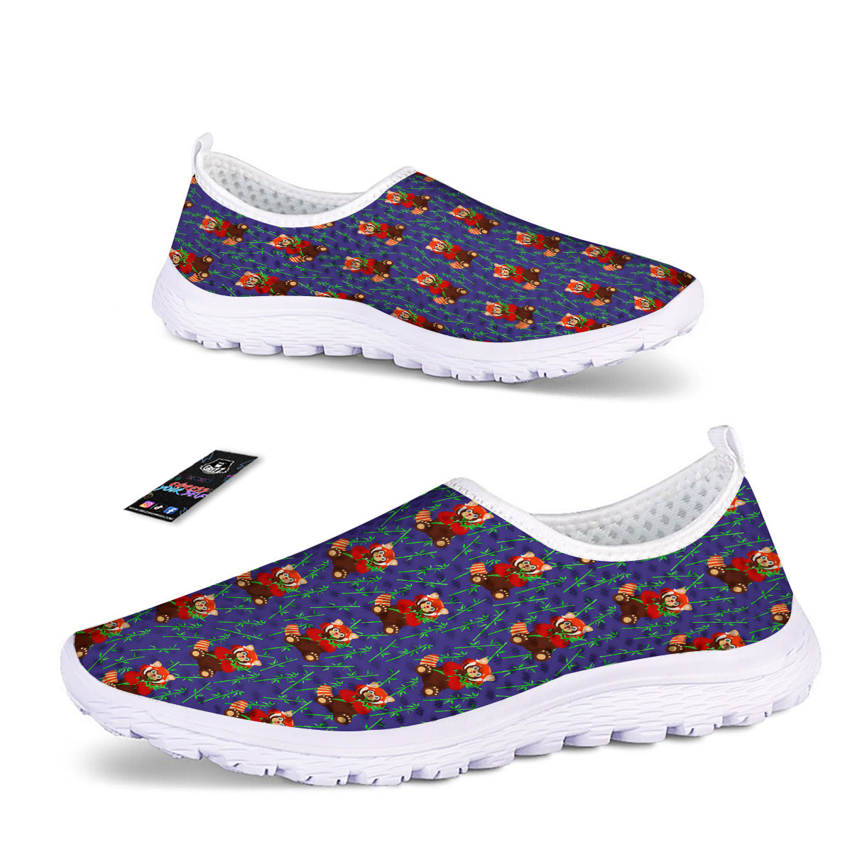 Cute Red Raccoon And Bamboo Print Pattern Nurse Shoes-grizzshop