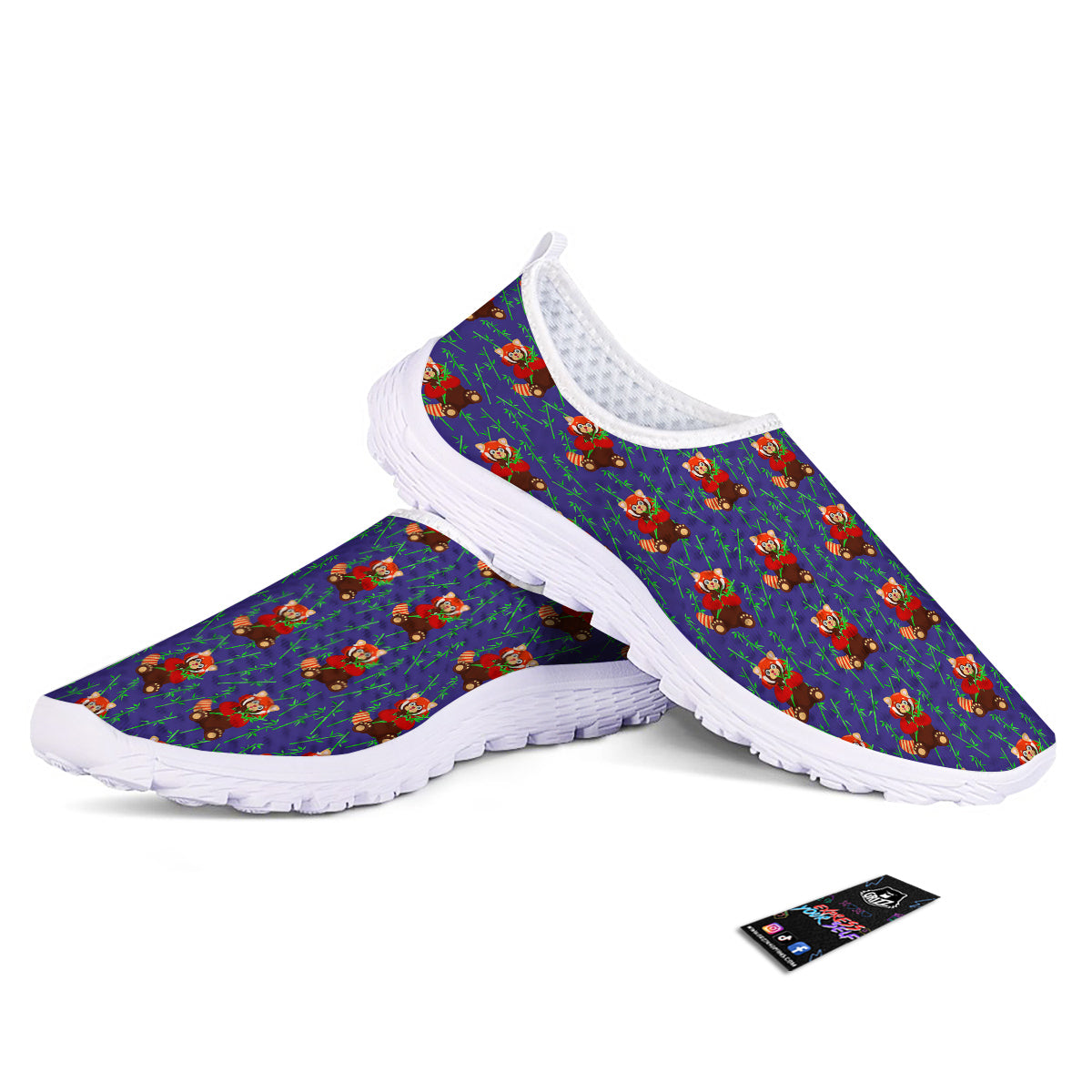 Cute Red Raccoon And Bamboo Print Pattern Nurse Shoes-grizzshop