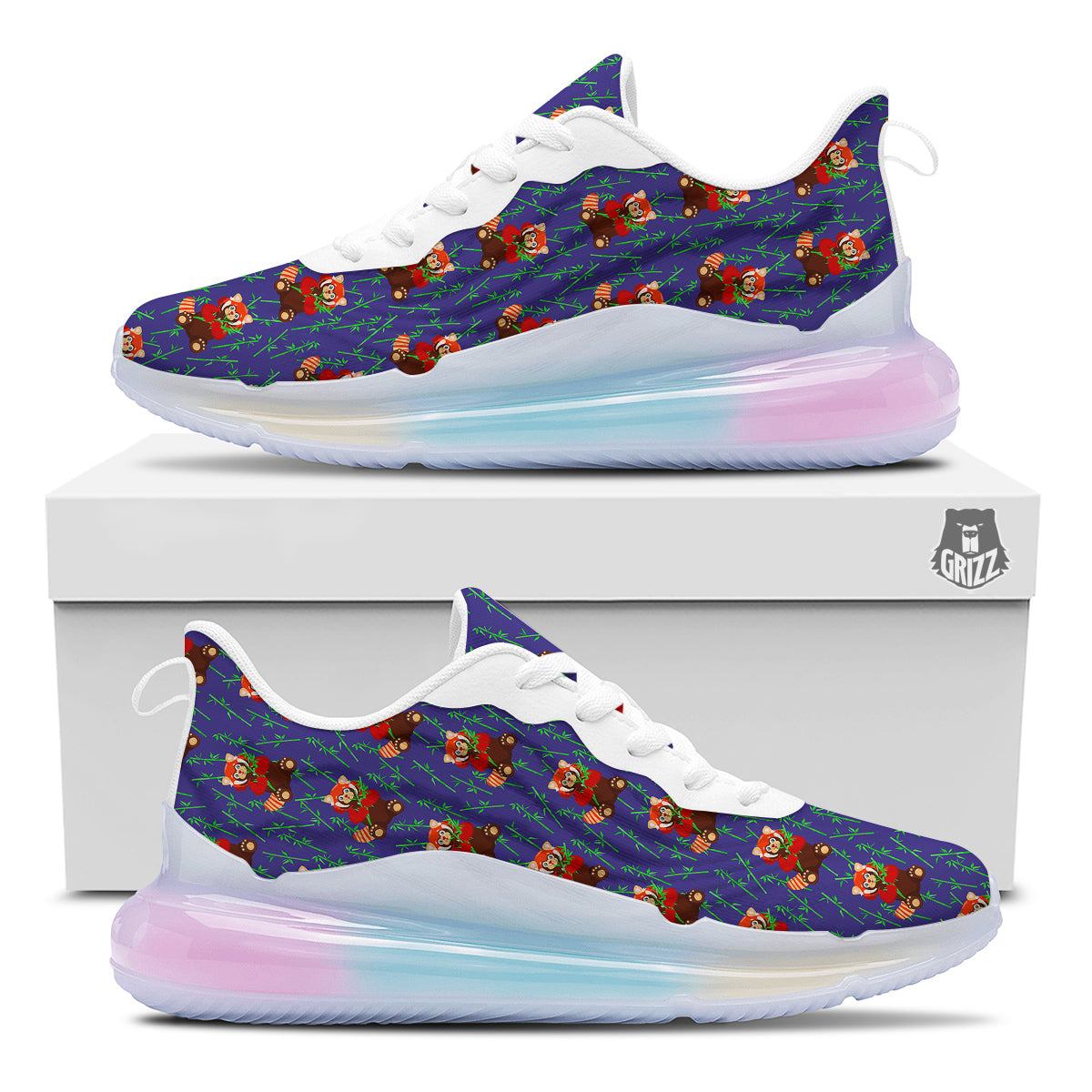 Cute Red Raccoon And Bamboo Print Pattern Running Sneakers-grizzshop