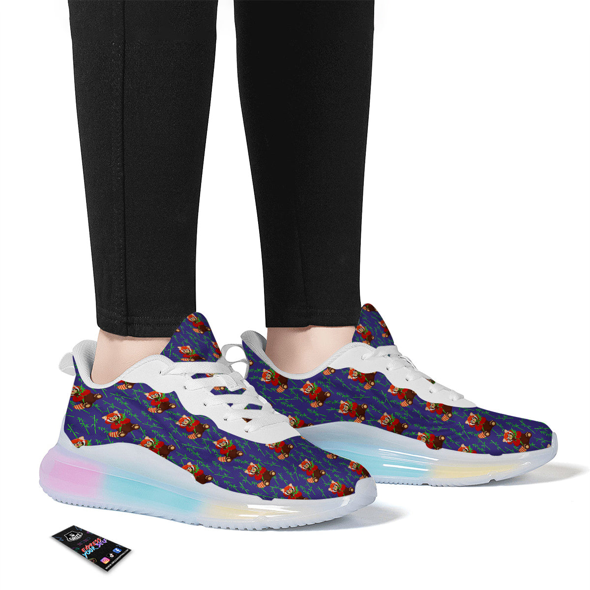Cute Red Raccoon And Bamboo Print Pattern Running Sneakers-grizzshop
