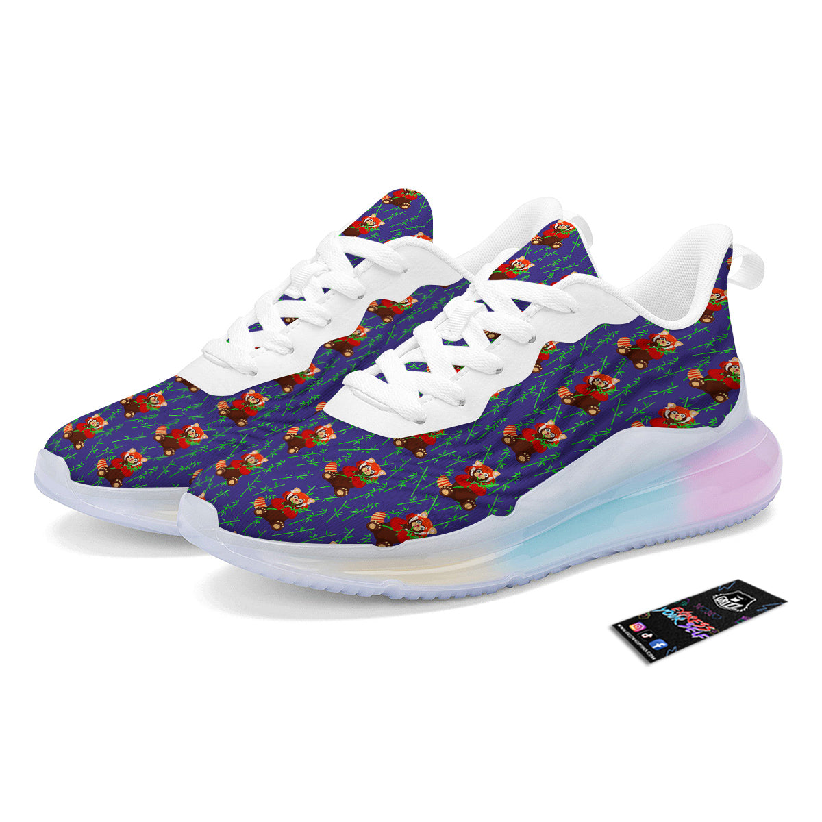 Cute Red Raccoon And Bamboo Print Pattern Running Sneakers-grizzshop