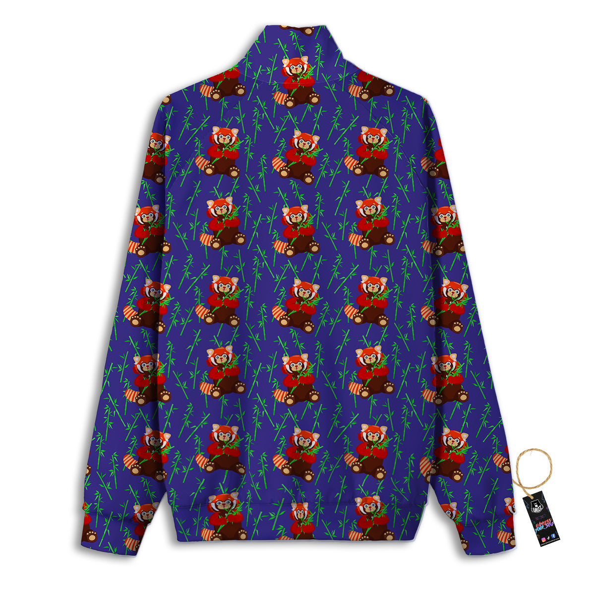 Cute Red Raccoon And Bamboo Print Pattern Track Jacket-grizzshop