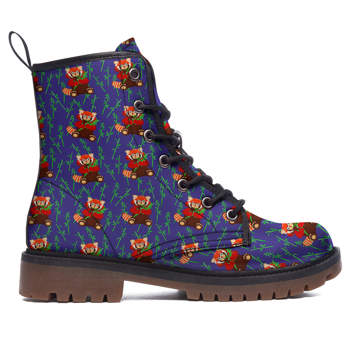 Cute Red Raccoon And Bamboo Print Pattern Work Boots-grizzshop