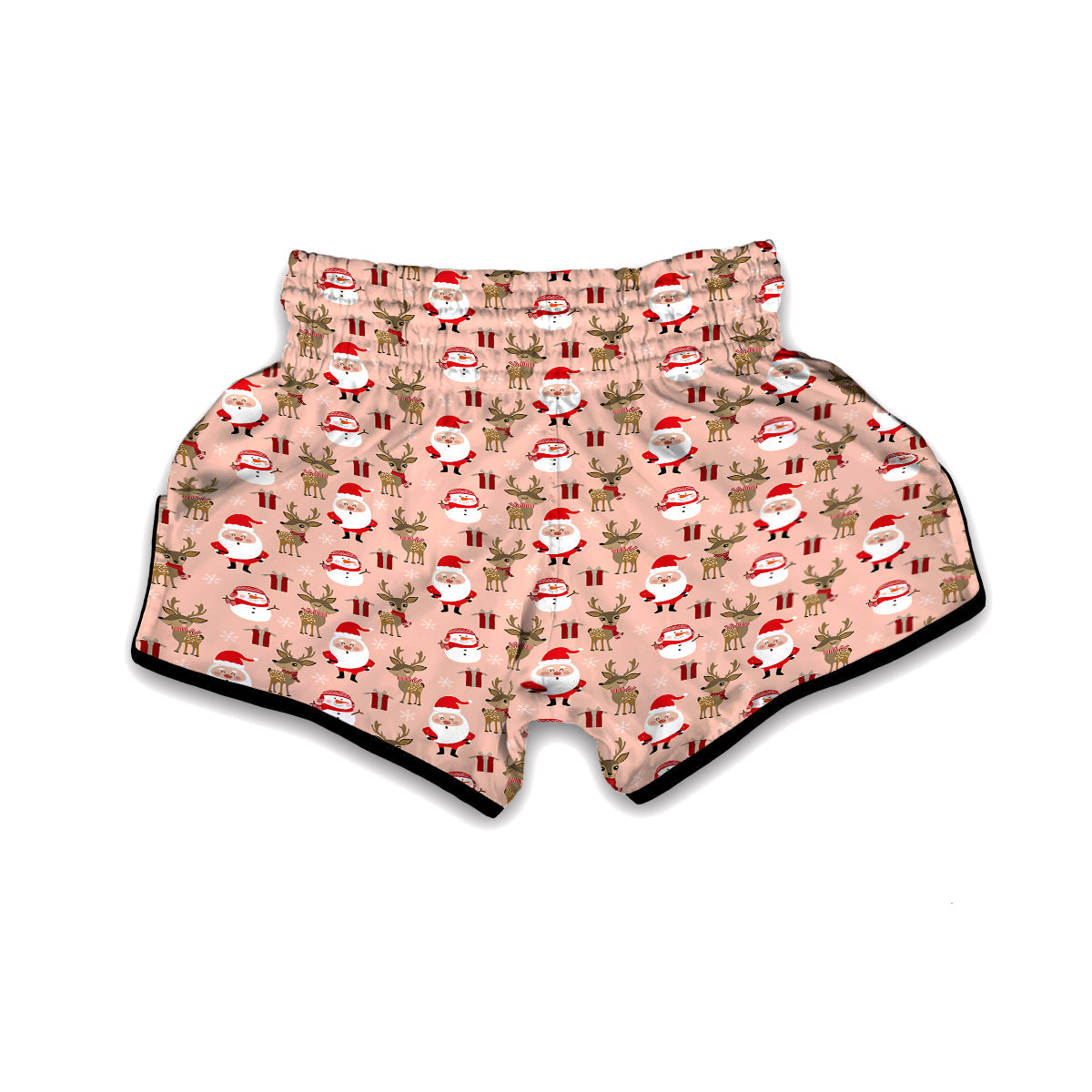 Cute Santa Animals Print Pattern Muay Thai Boxing Shorts-grizzshop