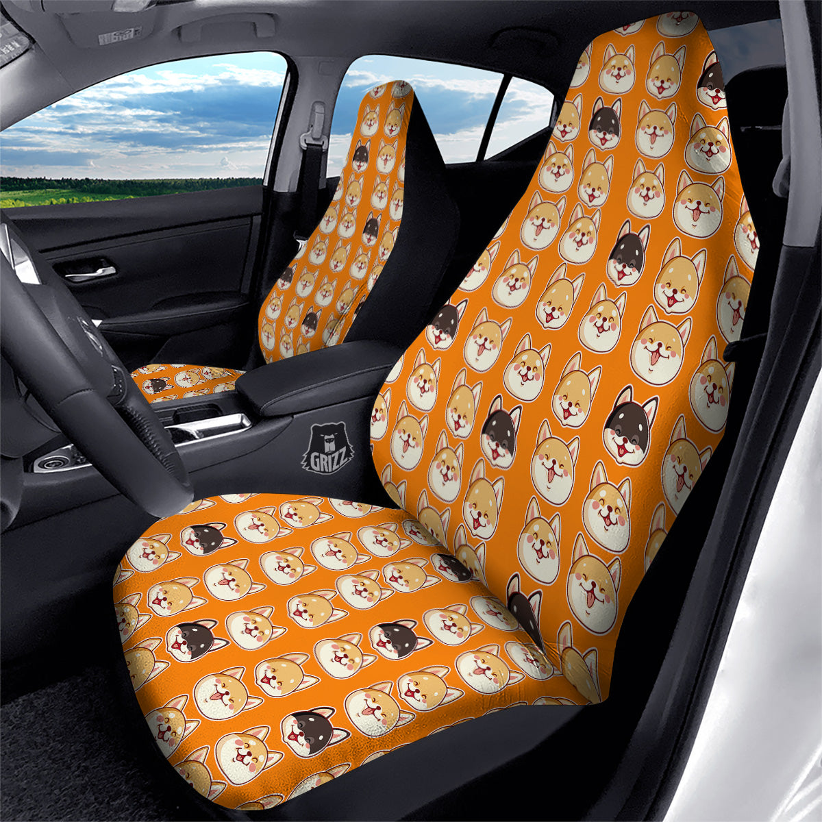 Cute Siberian And Cute Shiba Print Pattern Car Seat Covers-grizzshop