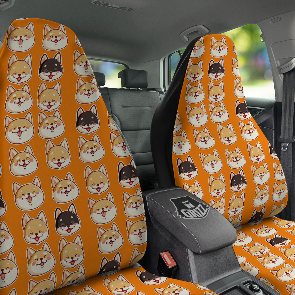 Cute Siberian And Cute Shiba Print Pattern Car Seat Covers-grizzshop