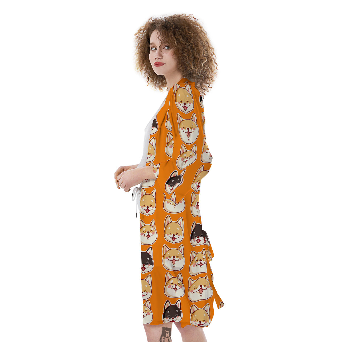 Cute Siberian And Cute Shiba Print Pattern Kimono-grizzshop