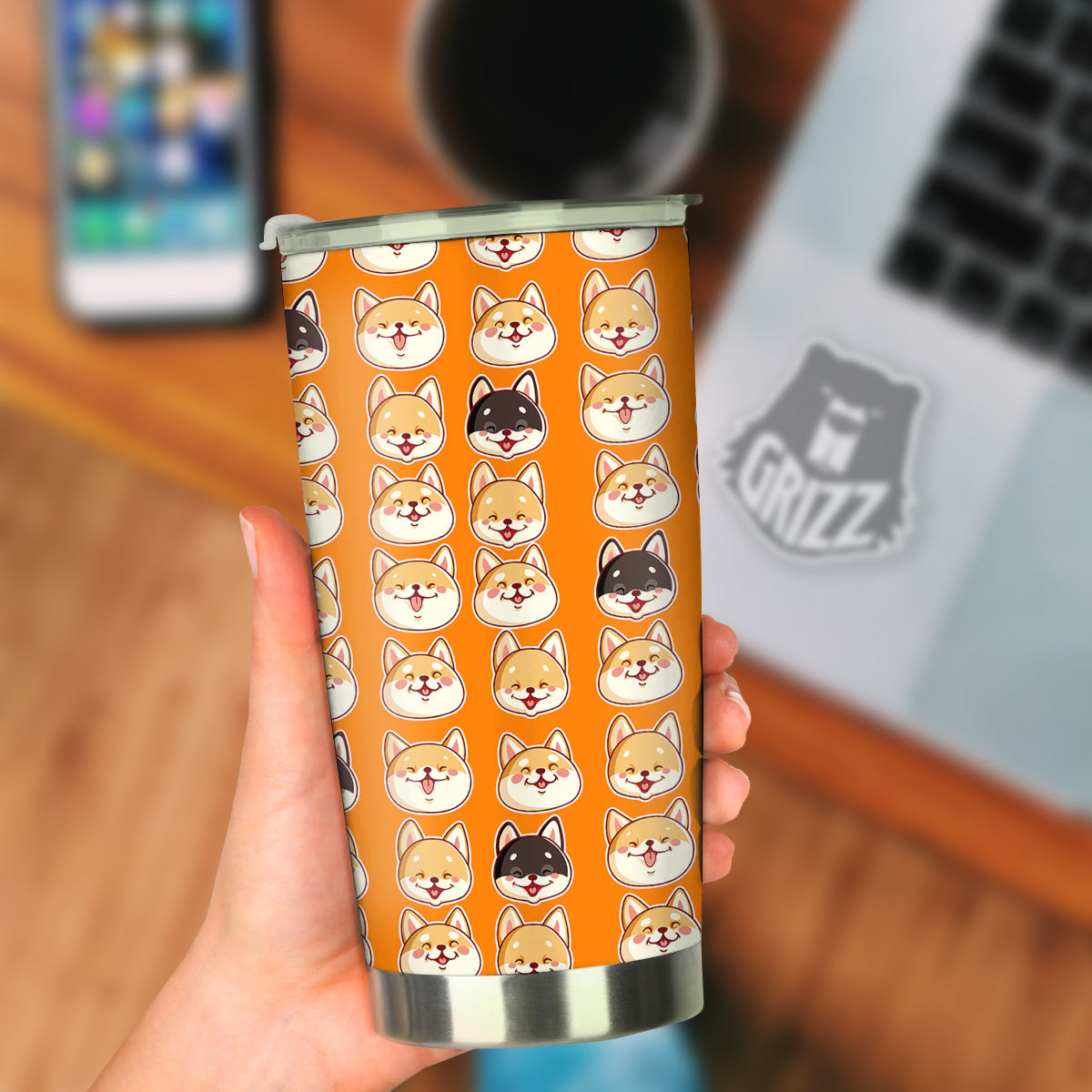 Cute Siberian And Cute Shiba Print Pattern Tumbler-grizzshop