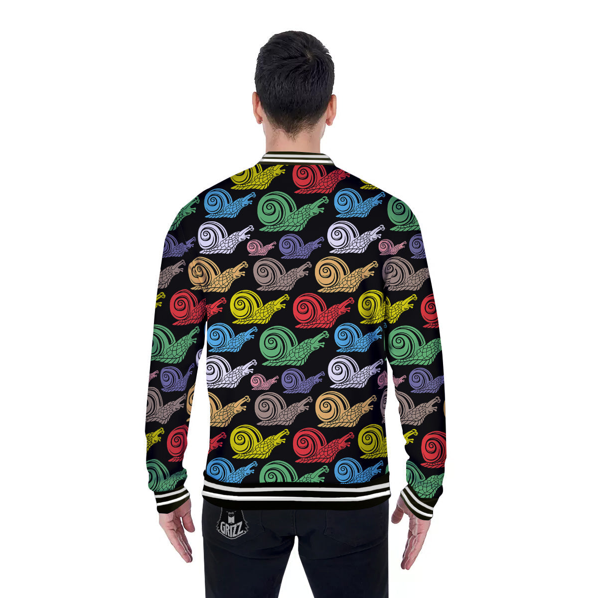 Cute Snails Colorful Print Pattern Baseball Jacket-grizzshop