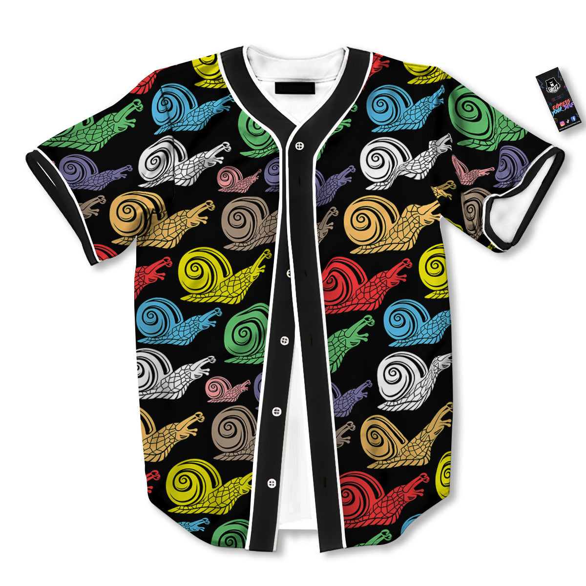 Cute Snails Colorful Print Pattern Baseball Jersey-grizzshop