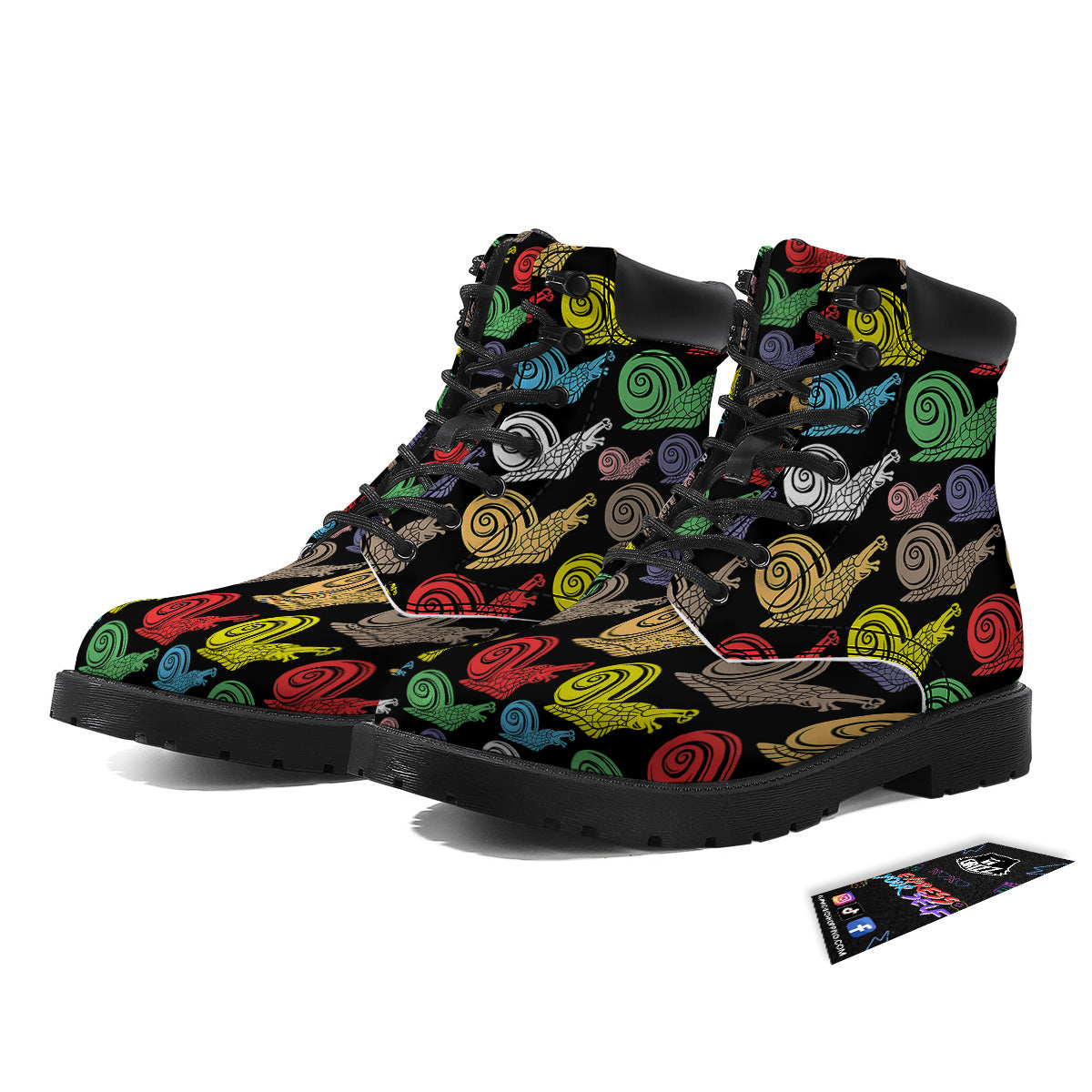 Cute Snails Colorful Print Pattern Boots-grizzshop