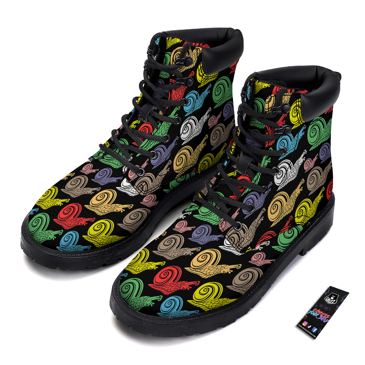 Cute Snails Colorful Print Pattern Boots-grizzshop