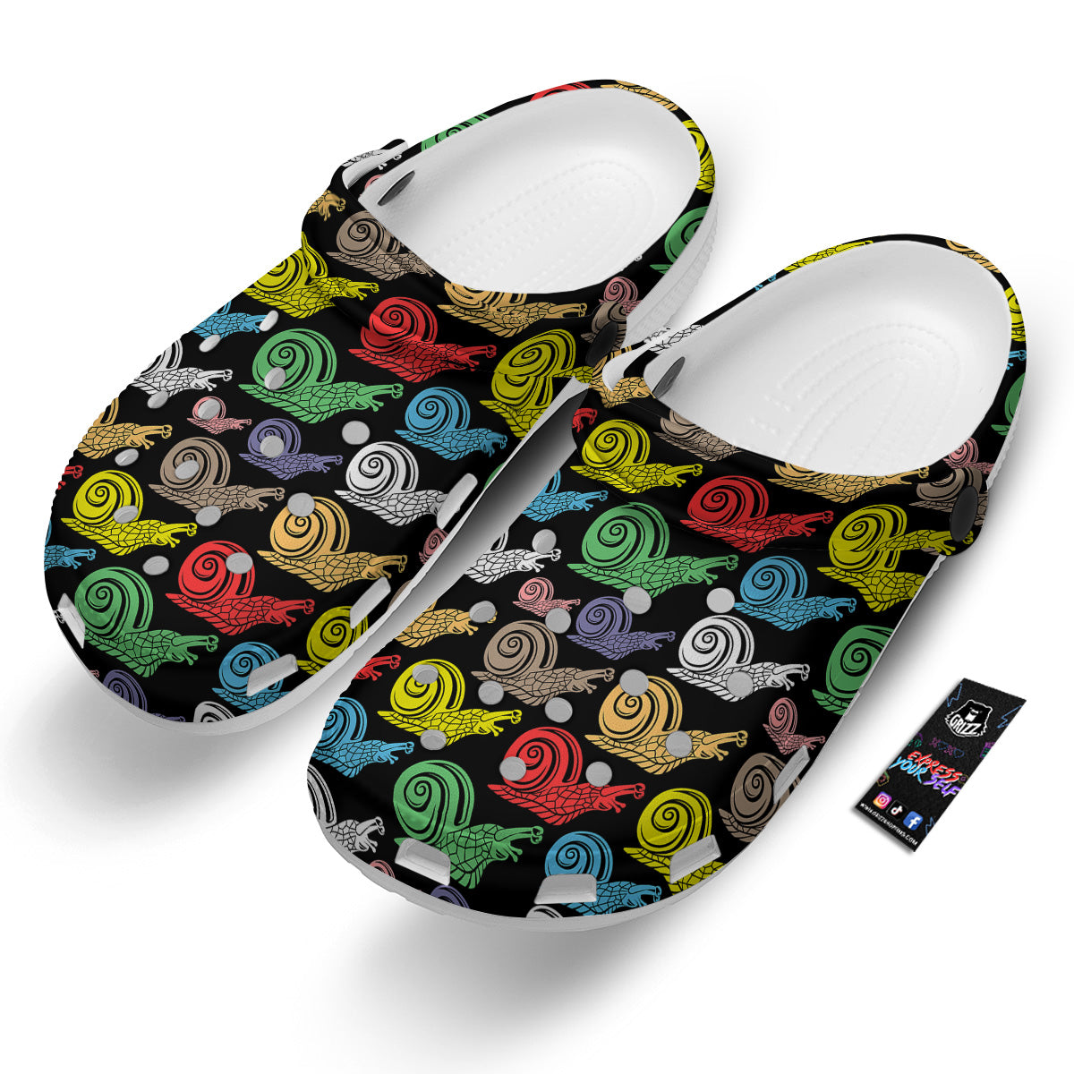 Cute Snails Colorful Print Pattern Clog-grizzshop