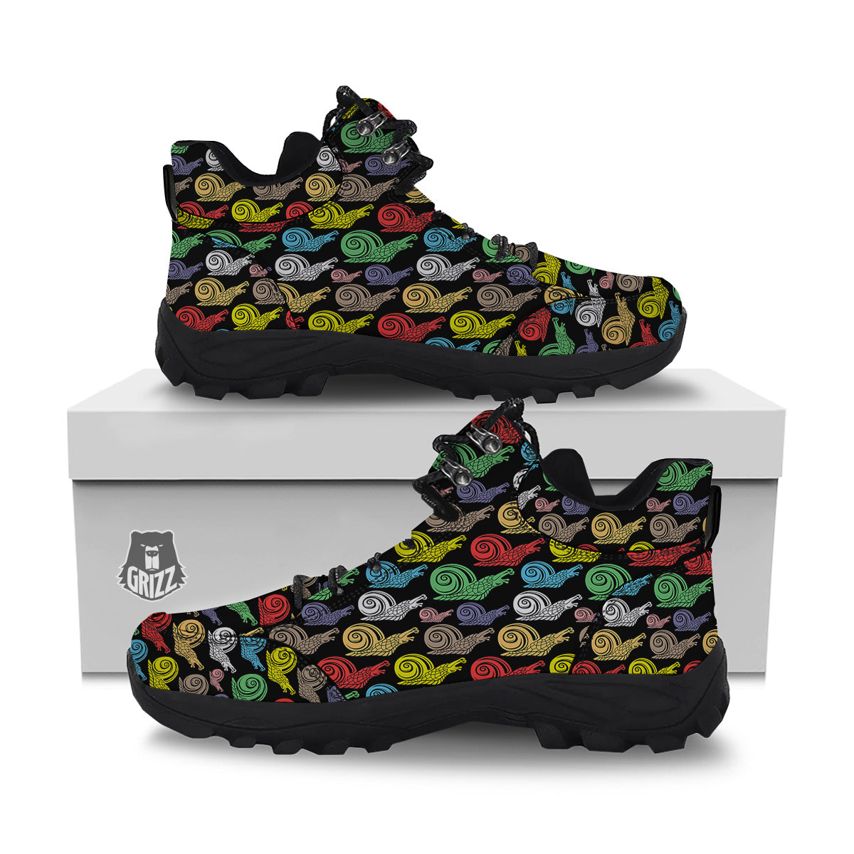 Cute Snails Colorful Print Pattern Hiking Shoes-grizzshop