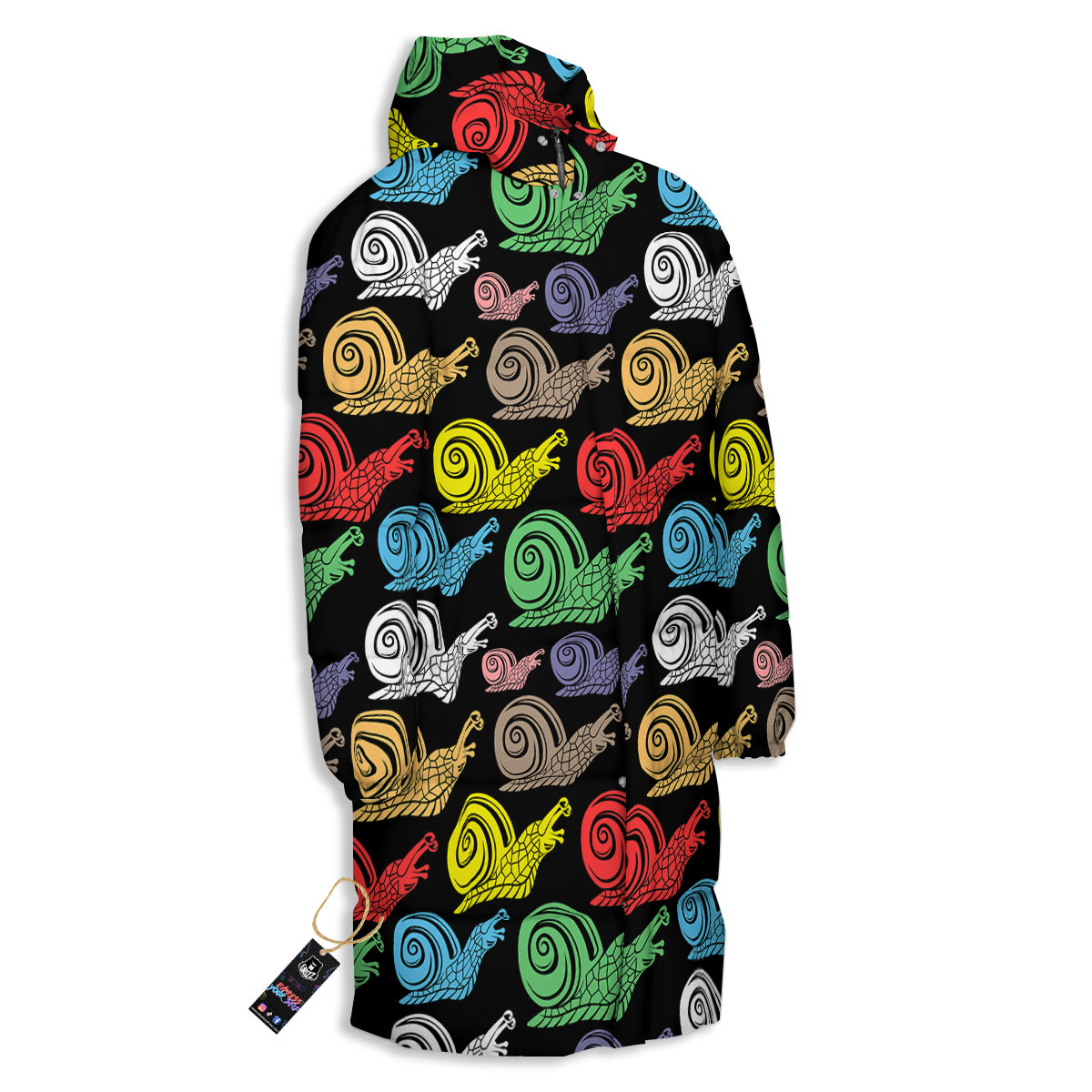 Cute Snails Colorful Print Pattern Long Down Jacket-grizzshop