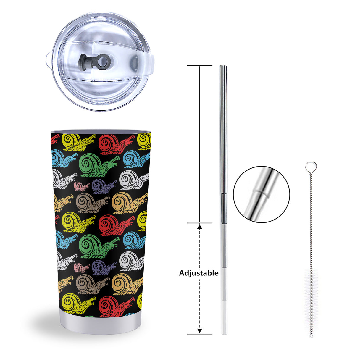 Cute Snails Colorful Print Pattern Tumbler-grizzshop