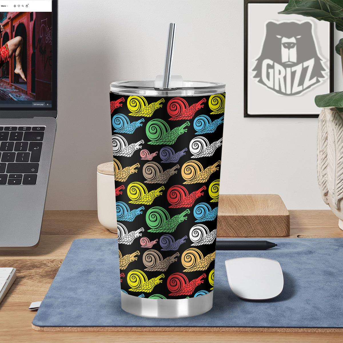 Cute Snails Colorful Print Pattern Tumbler-grizzshop