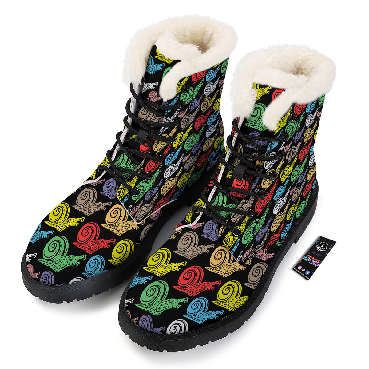 Cute Snails Colorful Print Pattern Winter Boots-grizzshop