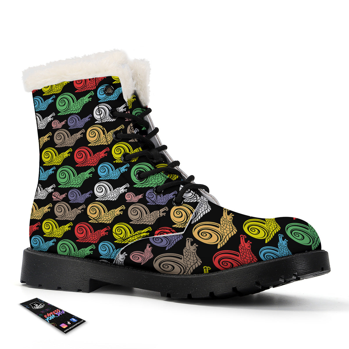 Cute Snails Colorful Print Pattern Winter Boots-grizzshop