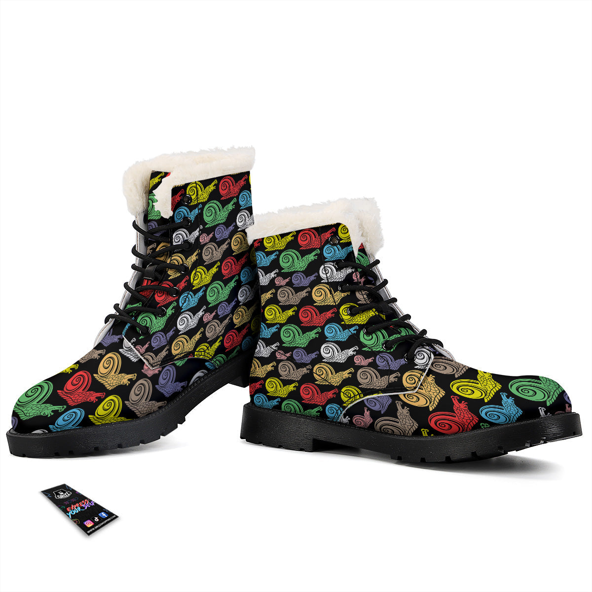 Cute Snails Colorful Print Pattern Winter Boots-grizzshop