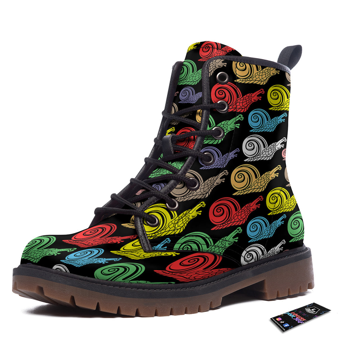 Cute Snails Colorful Print Pattern Work Boots-grizzshop