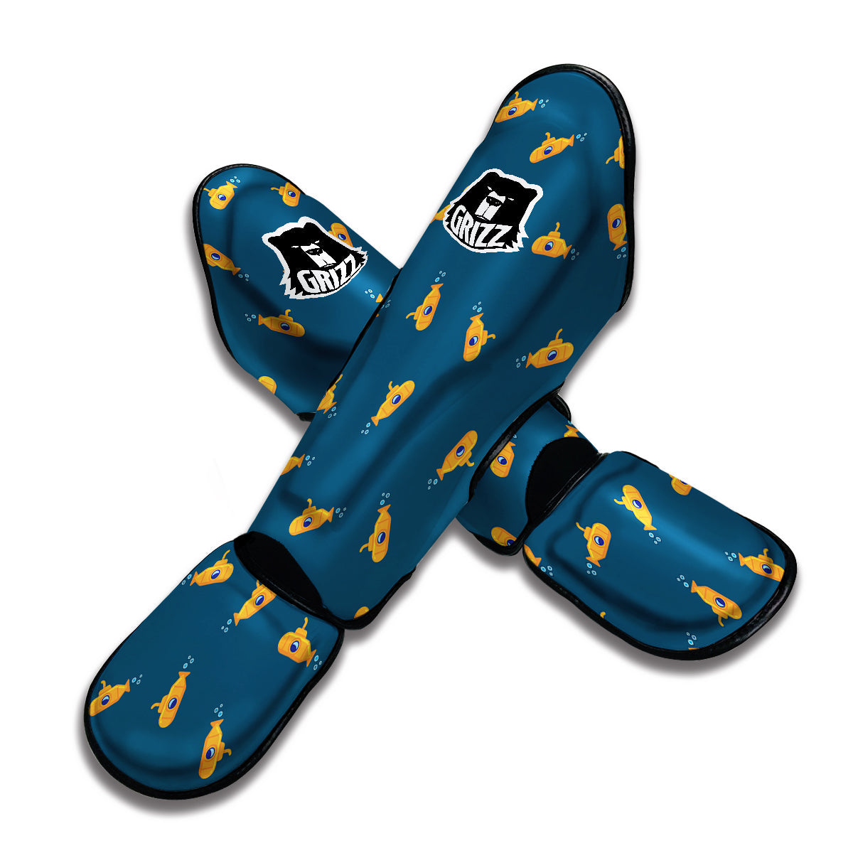 Cute Submarine Yellow Print Pattern Muay Thai Shin Guards-grizzshop