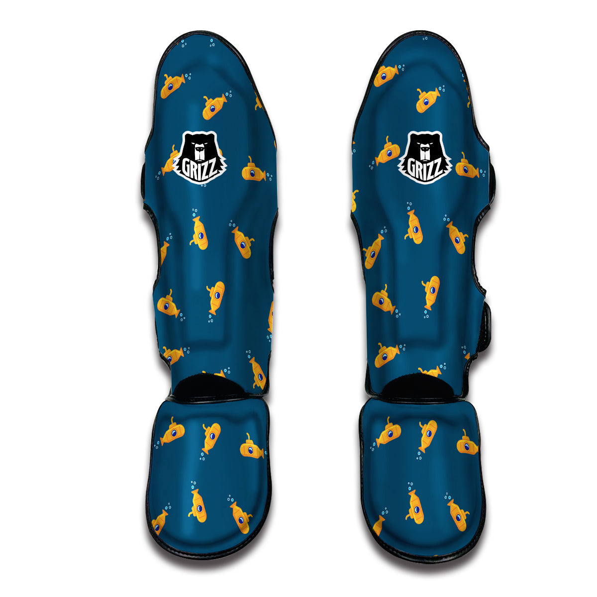 Cute Submarine Yellow Print Pattern Muay Thai Shin Guards-grizzshop