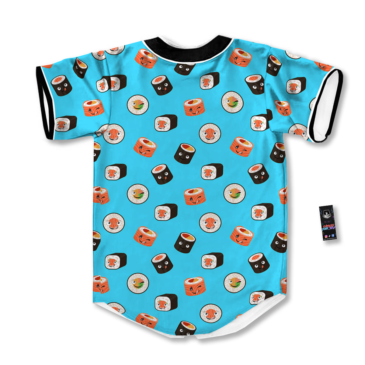 Cute Sushi Rolls Print Pattern Baseball Jersey-grizzshop
