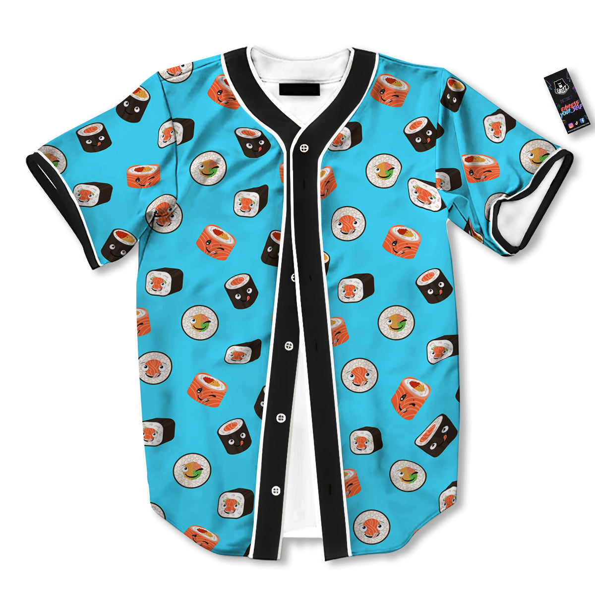 Cute Sushi Rolls Print Pattern Baseball Jersey-grizzshop
