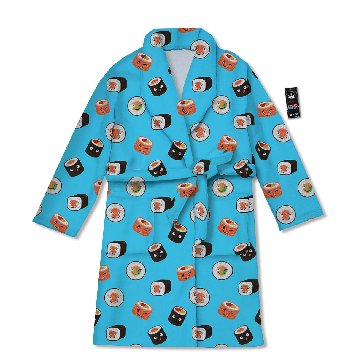 Cute Sushi Rolls Print Pattern Bathrobe-grizzshop