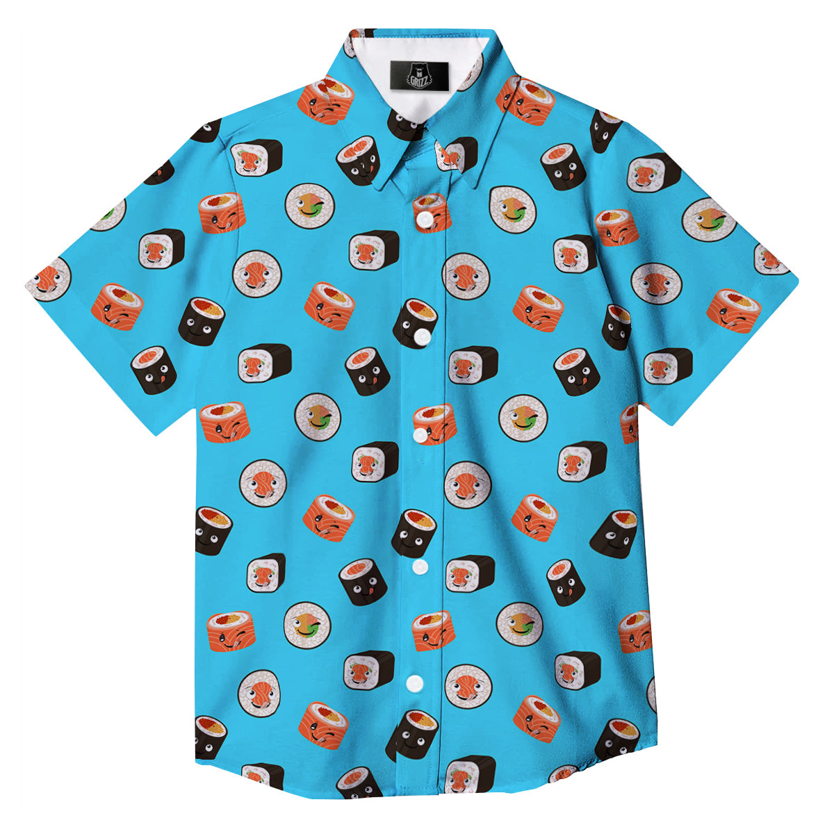 Cute Sushi Rolls Print Pattern Button Up Shirt-grizzshop