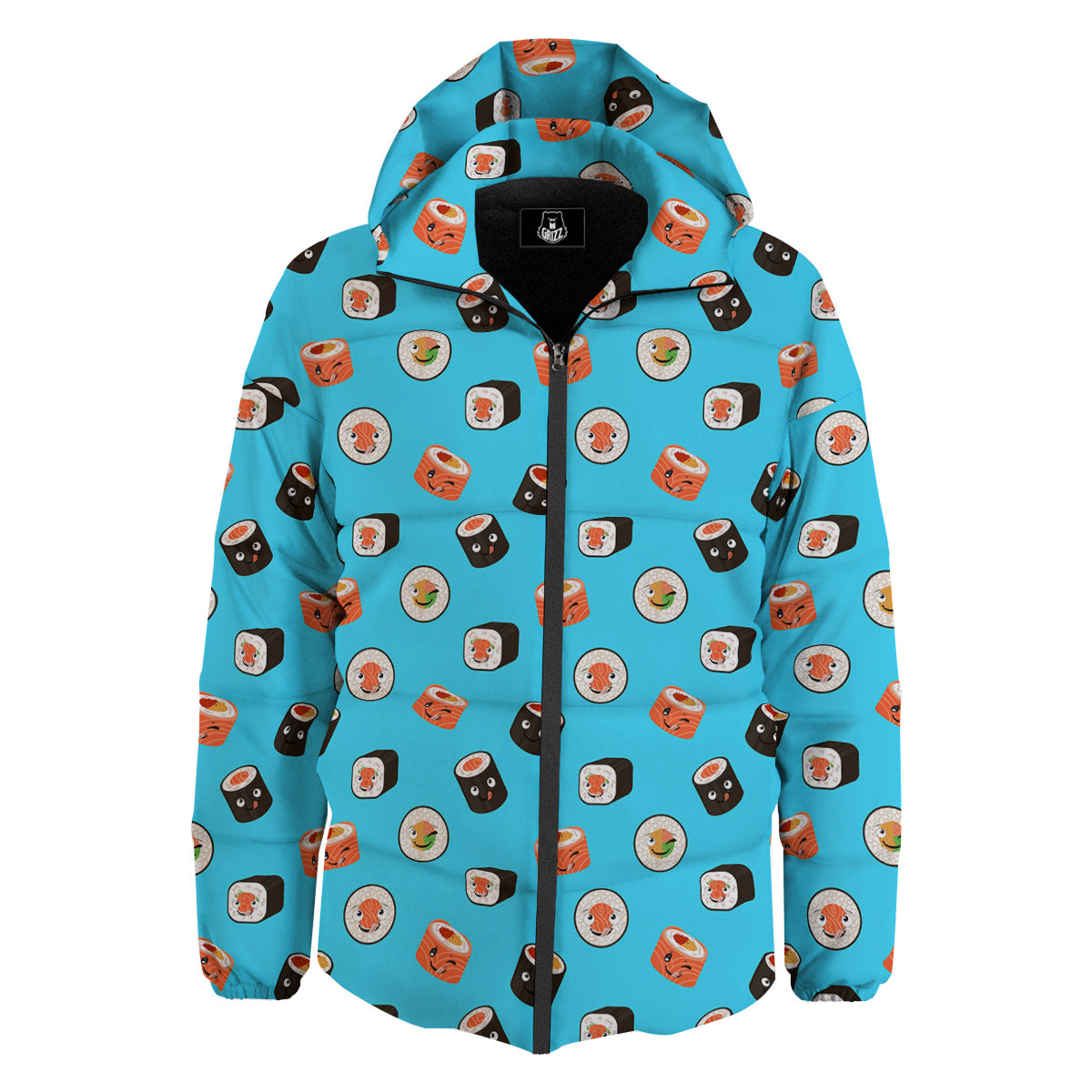 Cute Sushi Rolls Print Pattern Down Jacket-grizzshop