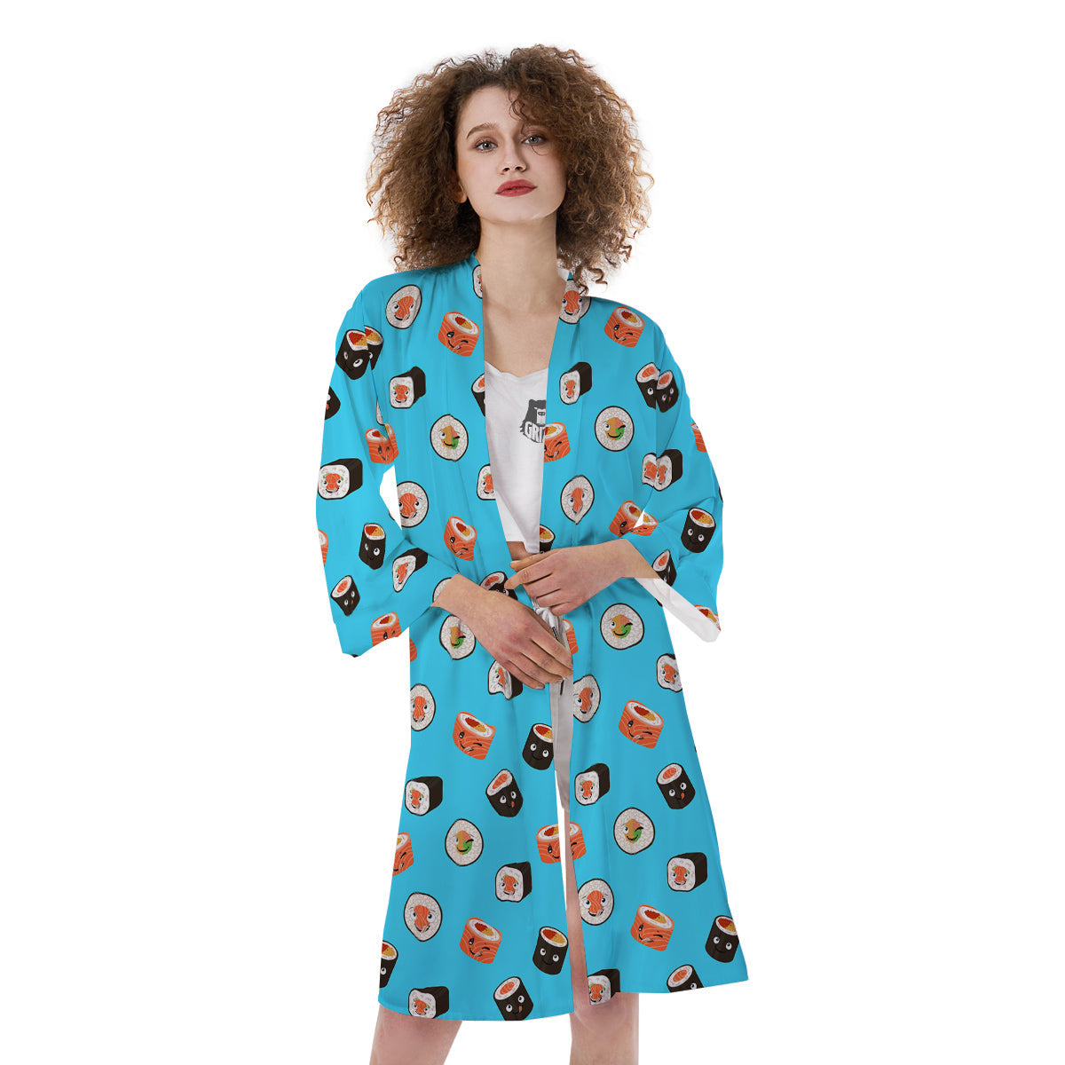 Cute Sushi Rolls Print Pattern Kimono-grizzshop