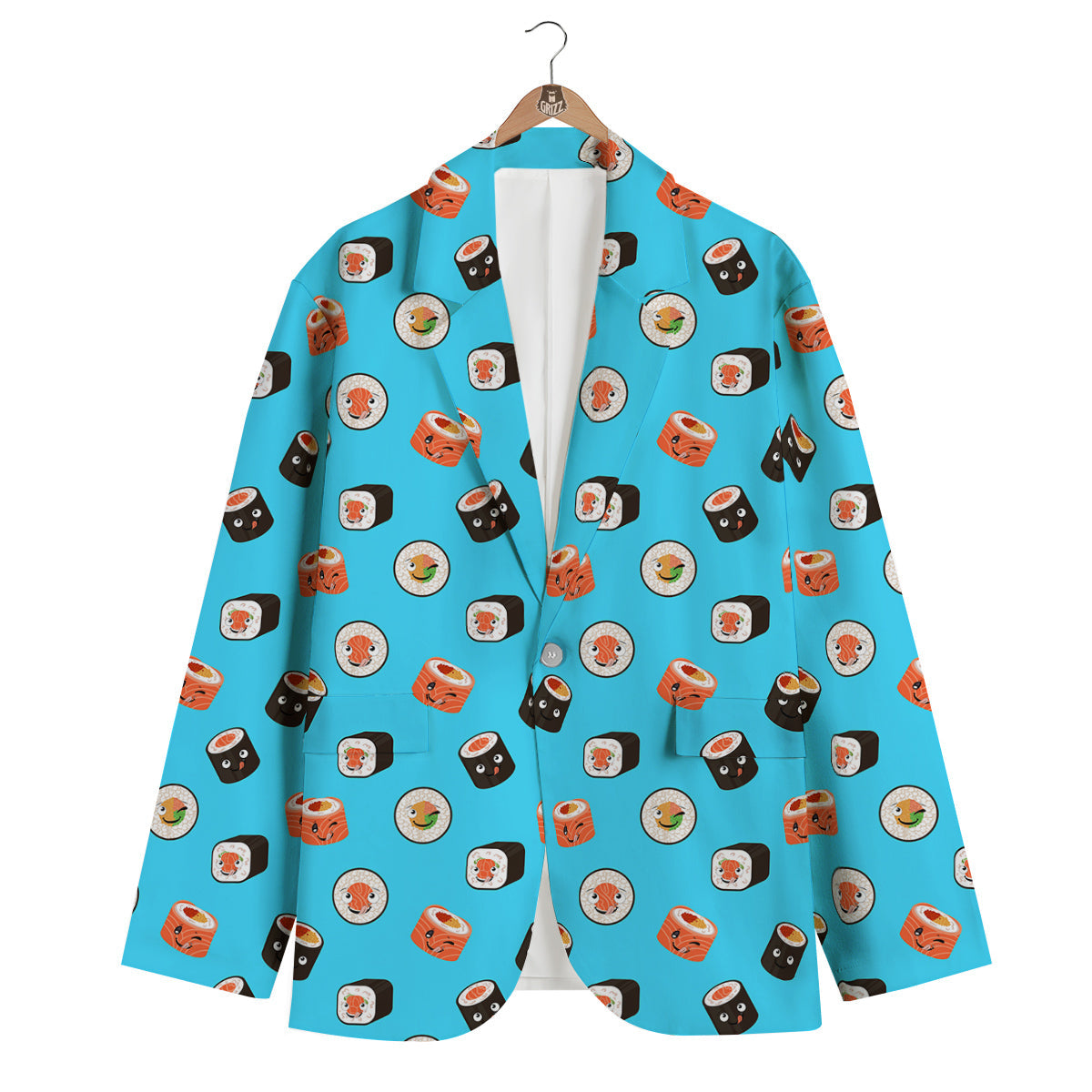 Cute Sushi Rolls Print Pattern Men's Blazer-grizzshop