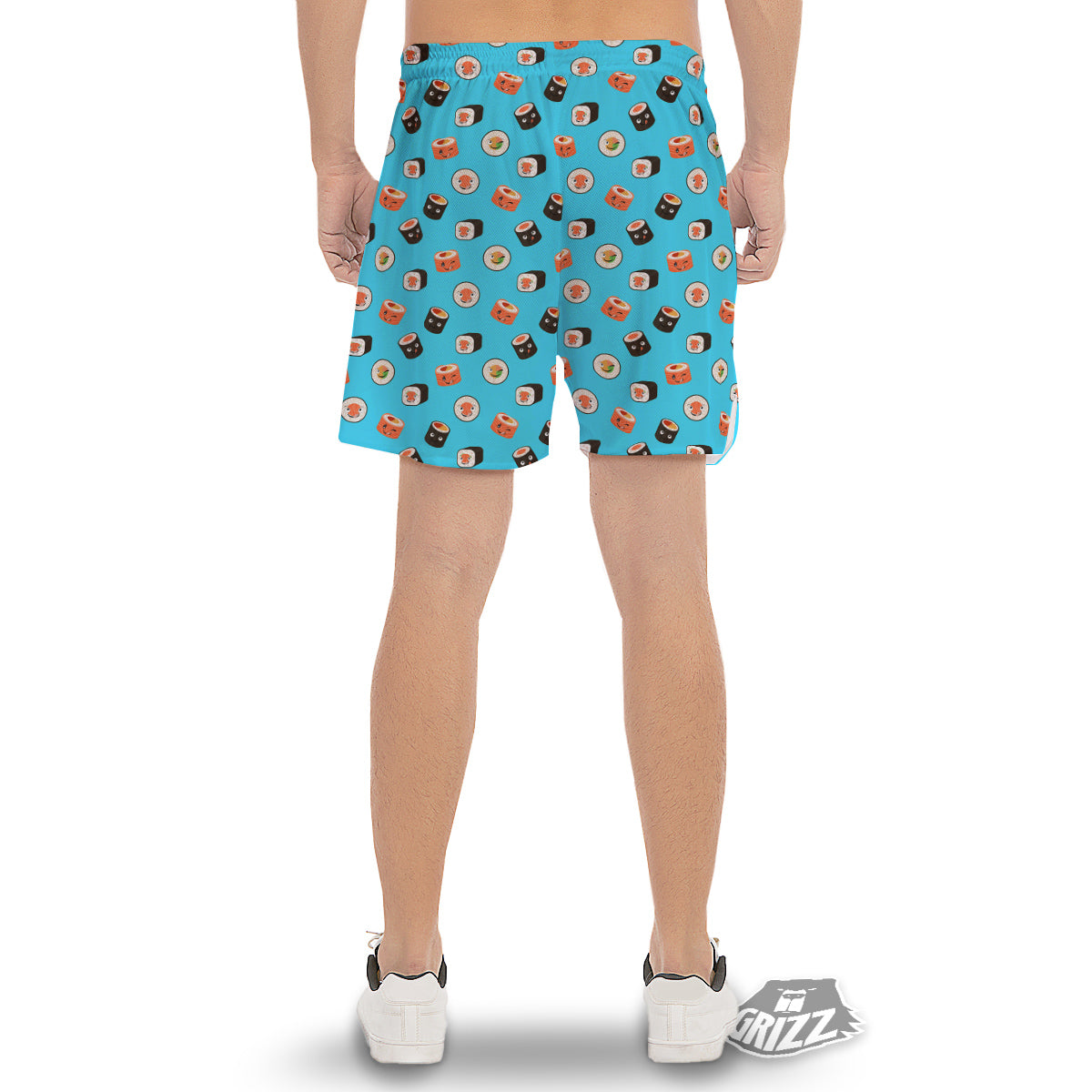 Cute Sushi Rolls Print Pattern Men's Gym Shorts-grizzshop