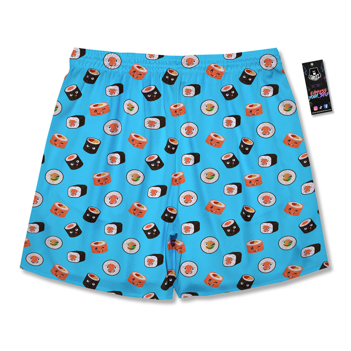 Cute Sushi Rolls Print Pattern Men's Running Shorts-grizzshop