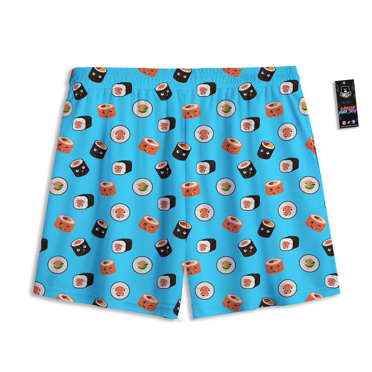 Cute Sushi Rolls Print Pattern Mesh Shorts