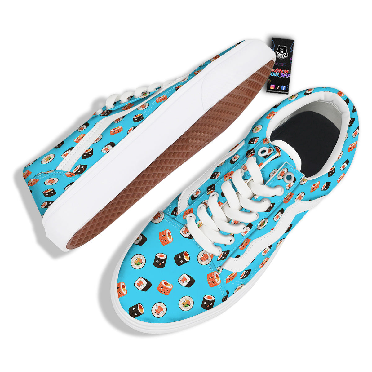 Cute Sushi Rolls Print Pattern Skate Shoes-grizzshop