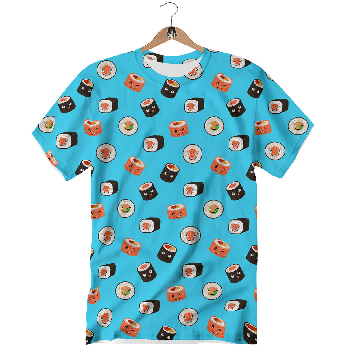 Cute Sushi Rolls Print Pattern T-Shirt-grizzshop