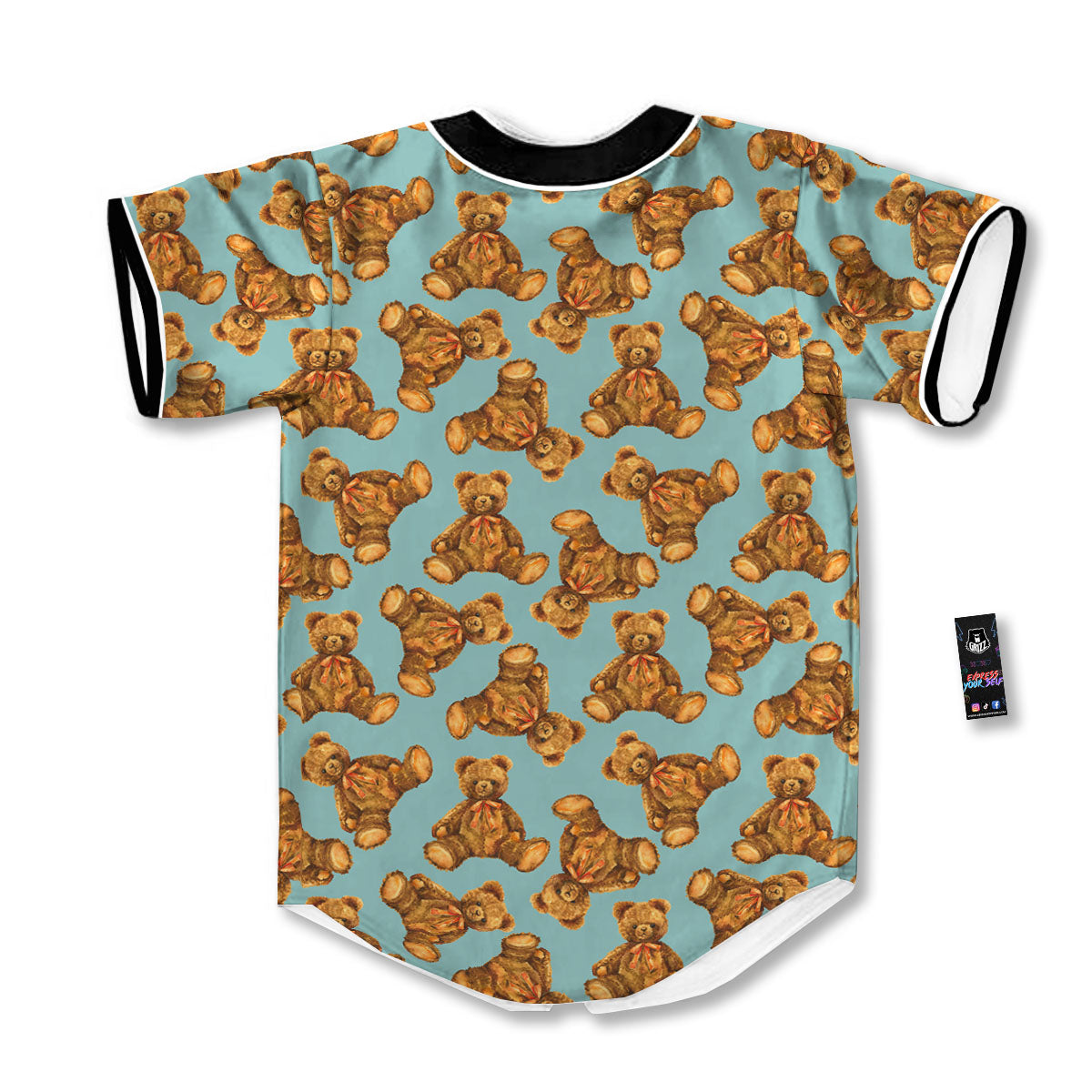 Cute Teddy Bear Print Pattern Baseball Jersey-grizzshop