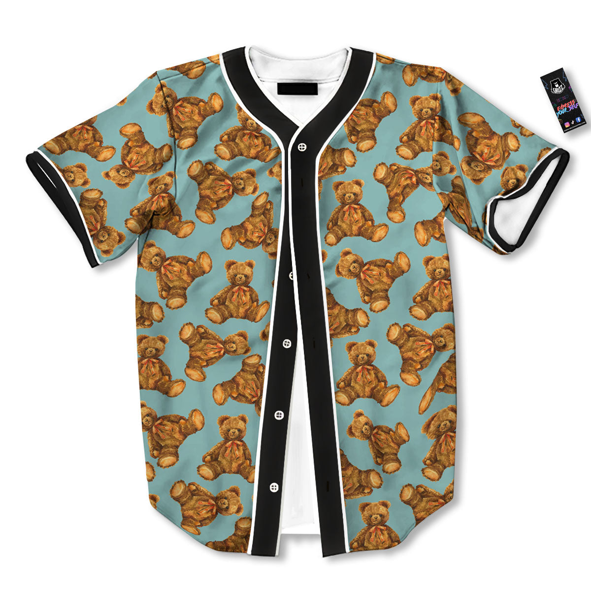 Cute Teddy Bear Print Pattern Baseball Jersey-grizzshop