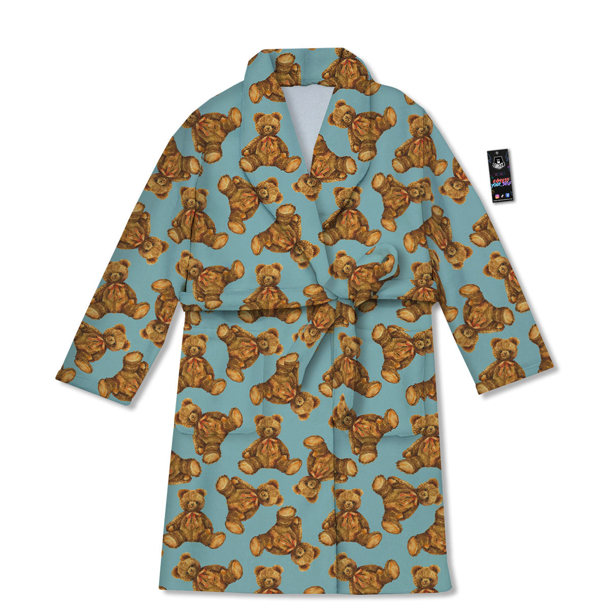 Cute Teddy Bear Print Pattern Bathrobe-grizzshop