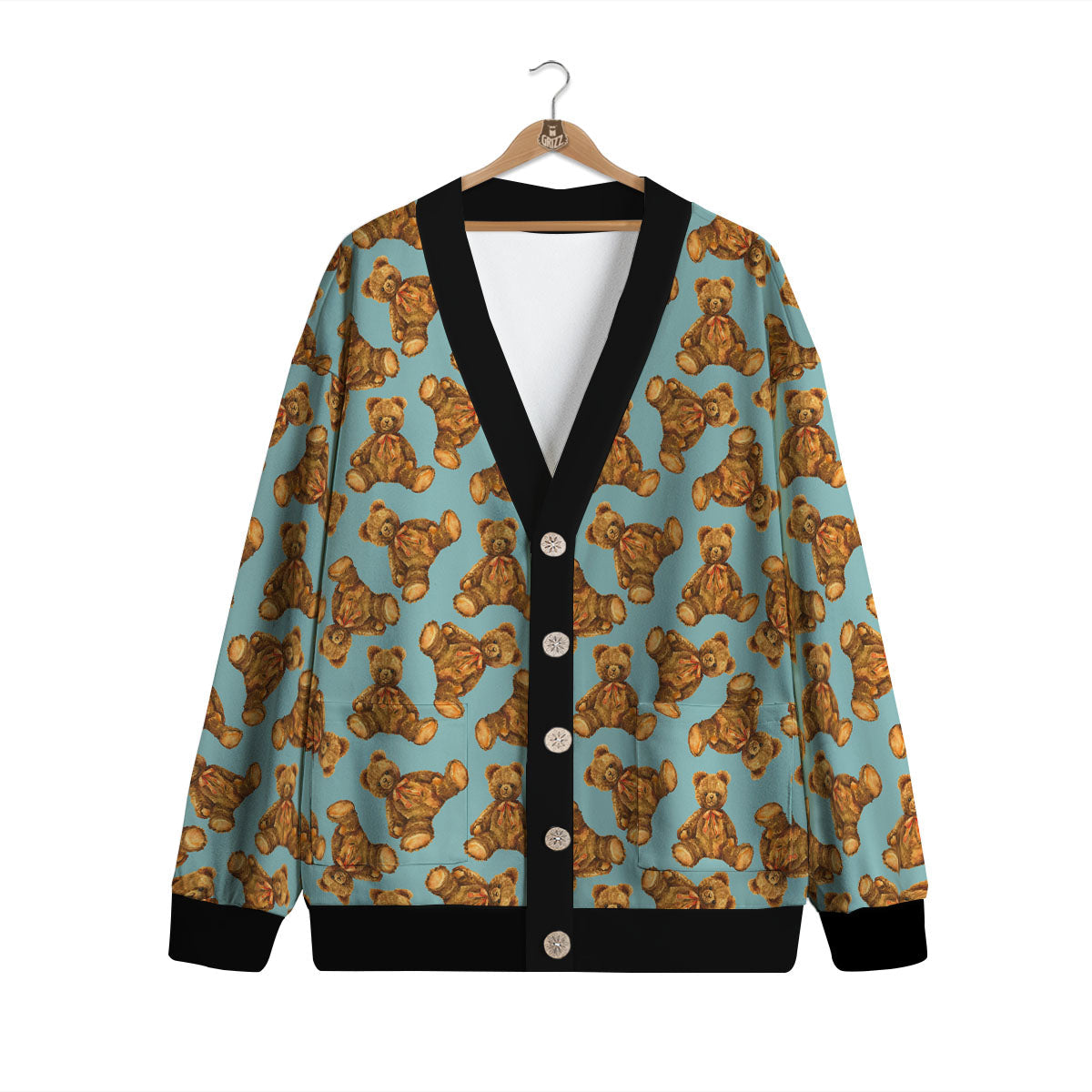 Cute Teddy Bear Print Pattern Cardigan-grizzshop
