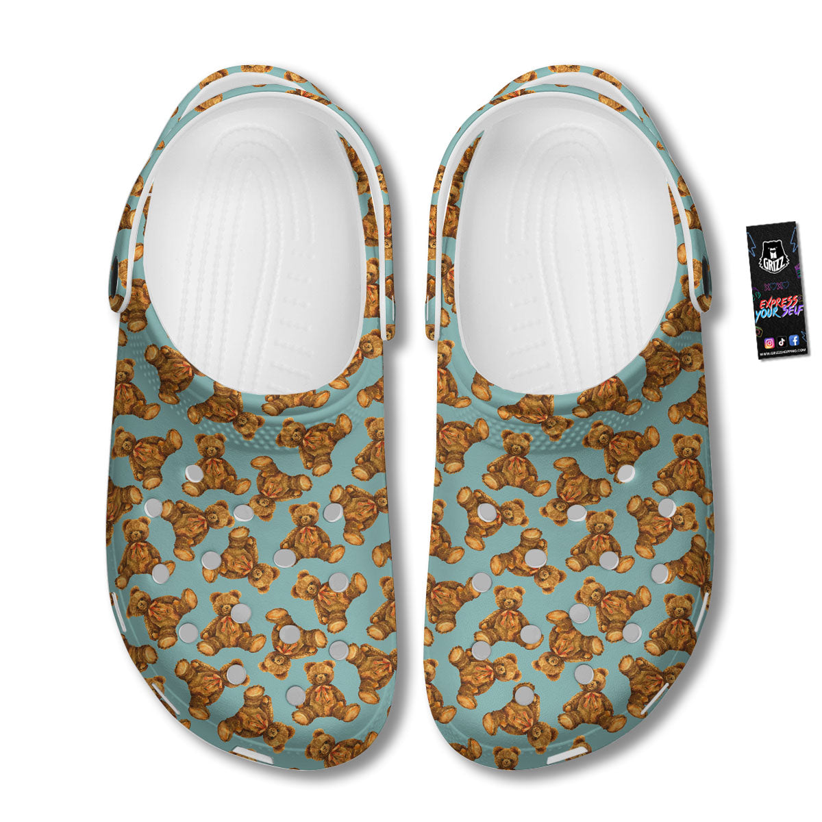 Cute Teddy Bear Print Pattern Clog-grizzshop