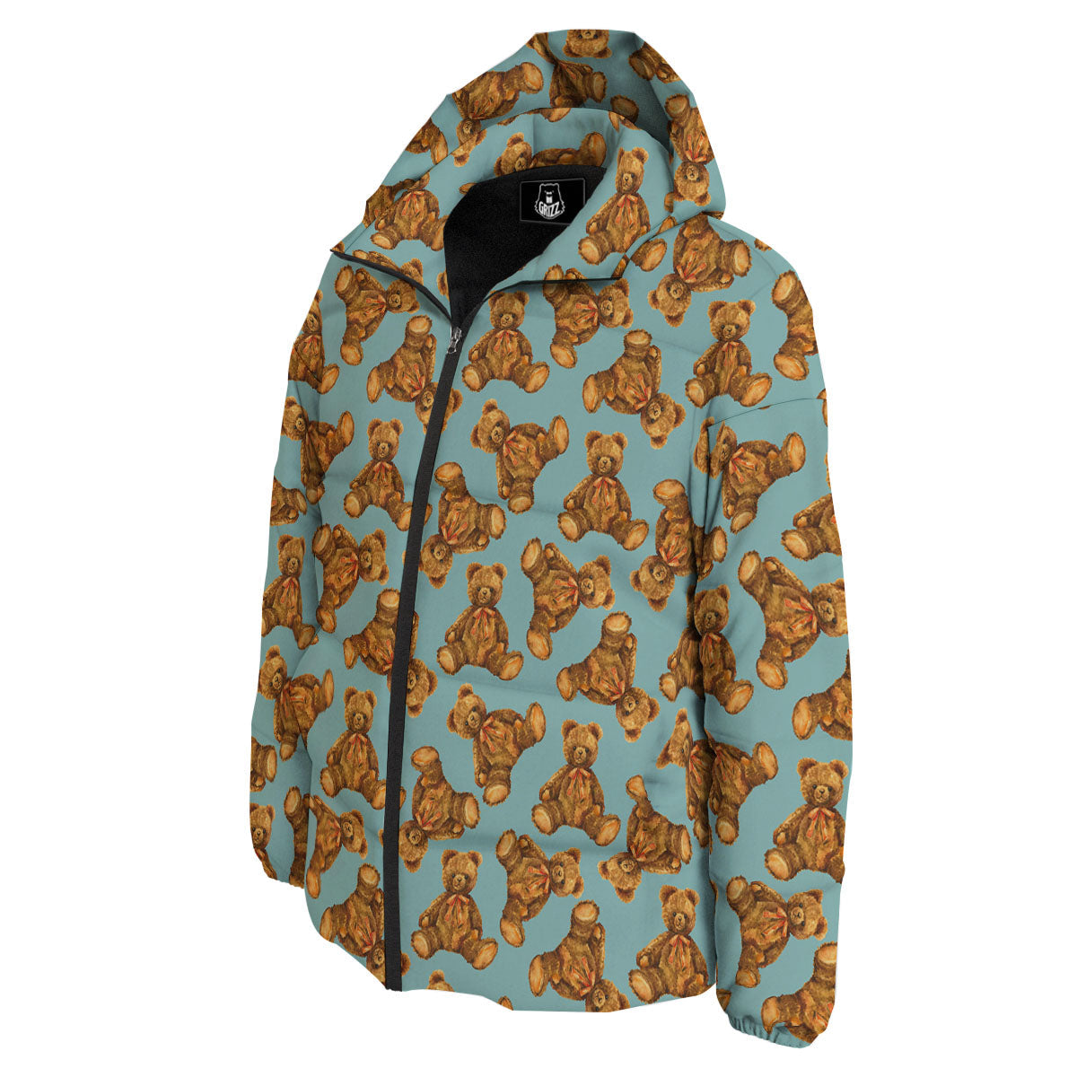 Cute Teddy Bear Print Pattern Down Jacket-grizzshop