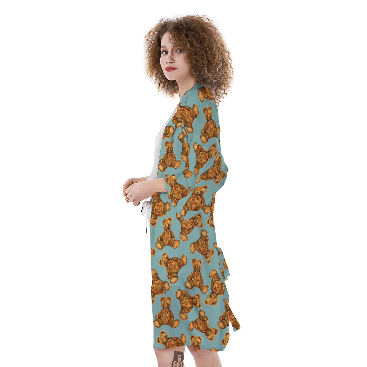 Cute Teddy Bear Print Pattern Kimono-grizzshop